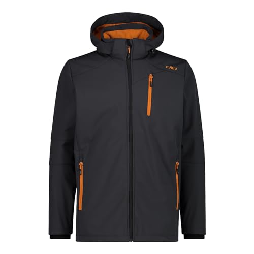 CMP męska kurtka Softshell z odpinanym kapturem, Antracyt - Dynia, 56