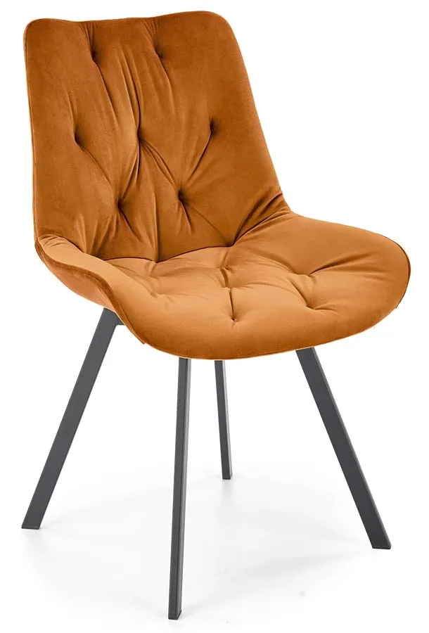 Welurowe cynamonowe pikowane krzesło obrotowe R1-R10