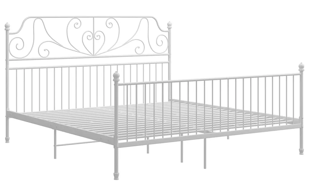 Dwoosobowe białe łóżko metalowe 140x200 cm T0-D56