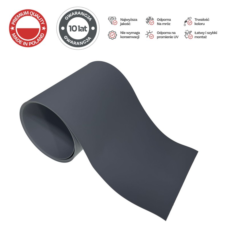 Taśma ogrodzeniowa PASKI 6 x 2,55mb BASIC 19cm PROTECTO™ GRAFIT + 12 klipsów