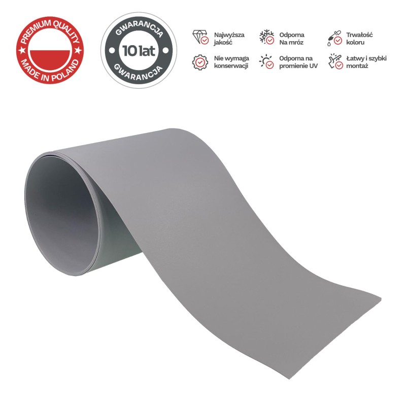 Taśma ogrodzeniowa PASKI 6 x 2,55mb BASIC 19cm PROTECTO™ SZARA + 12 klipsów
