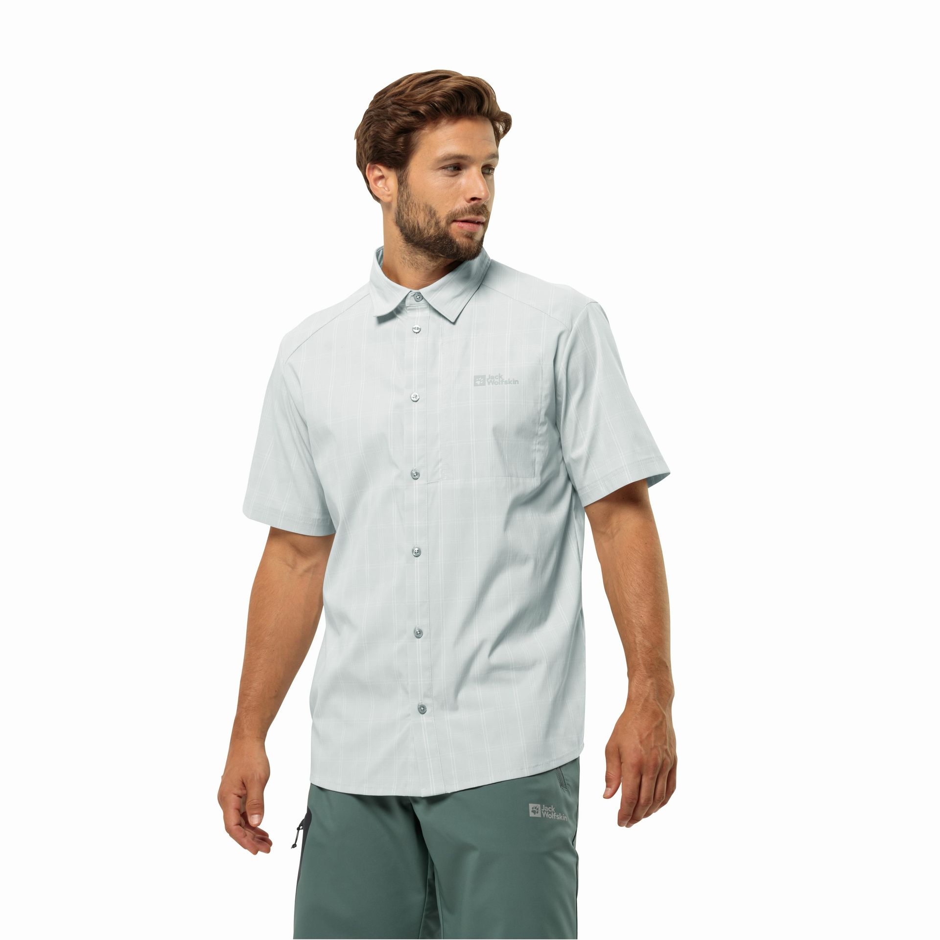 Męska koszula Jack Wolfskin NORBO S/S SHIRT M cool grey check - L