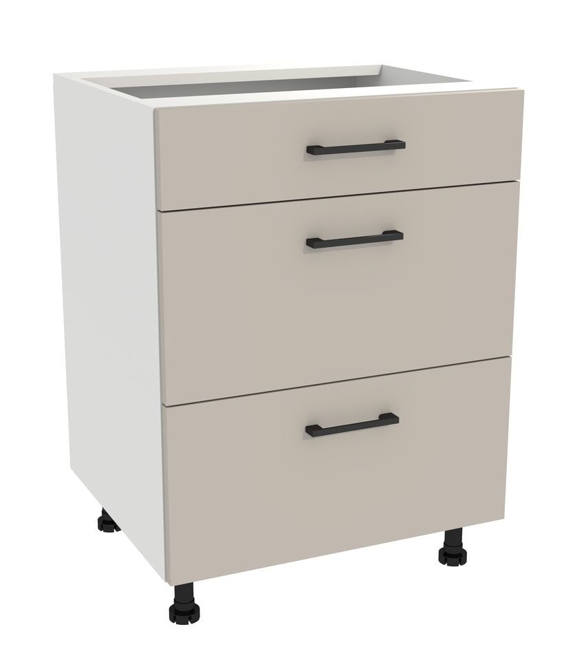 Szafka Dolna Presto 3 Szuflady 60X82 Cm Płyta Laminowana Biały/Kaszmir