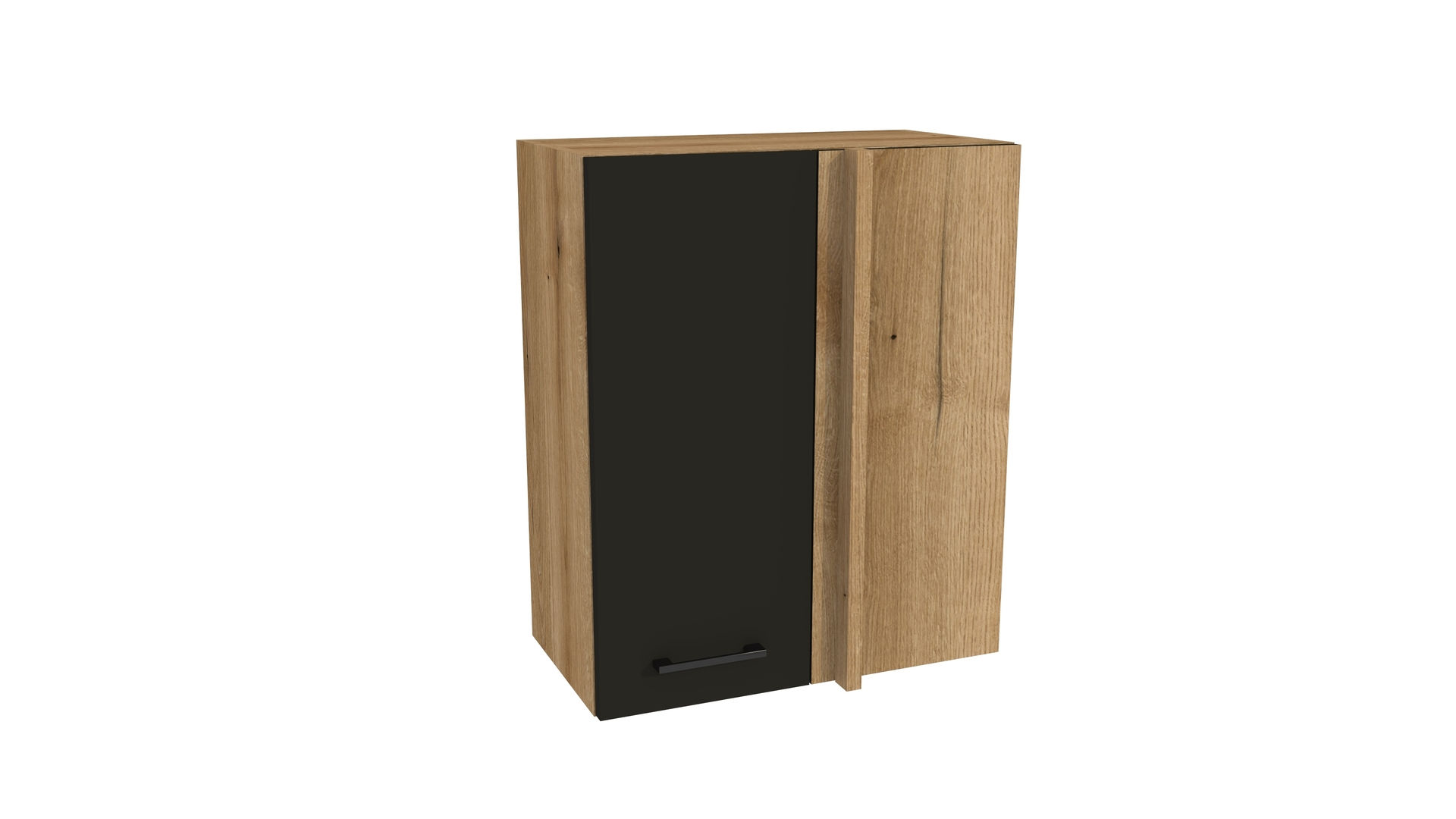 Szafka Wisząca Narożna 1D Presto 60X30X72 Cm Płyta Laminowana Dąb Evoke/Czarny