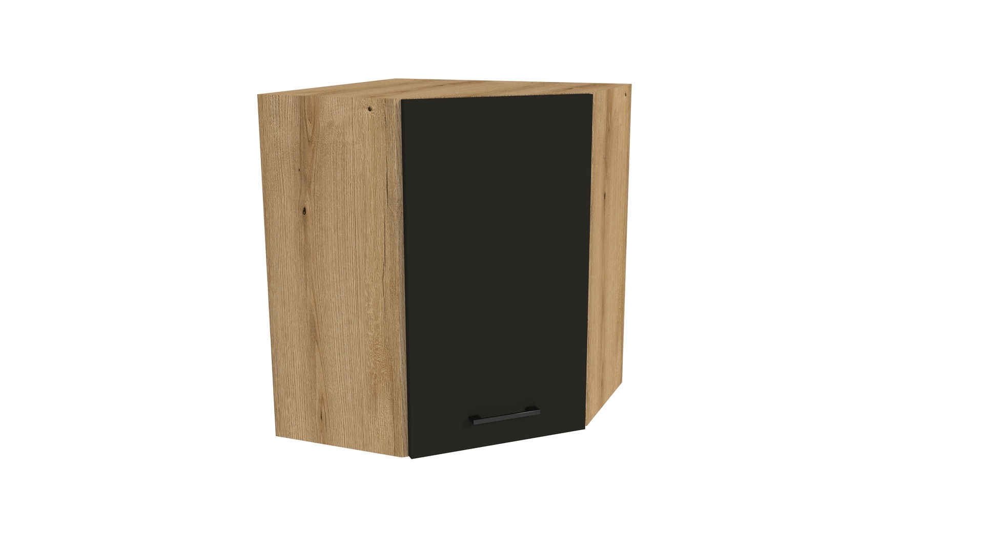 Szafka Wisząca Narożna 1D Presto 60X60X72 Cm Płyta Laminowana Dąb Evoke/Czarny