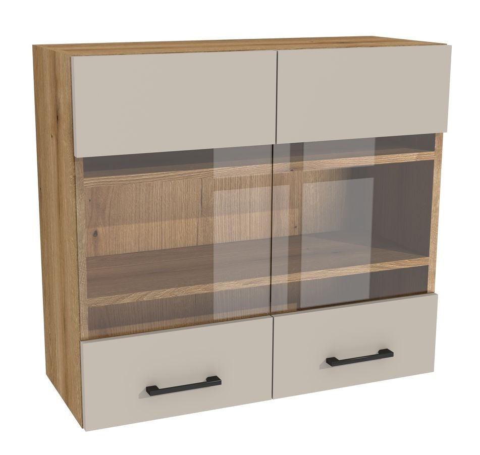 Szafka Wisząca Witryna Presto 80X72 Cm Płyta Laminowana Dąb Evoke/Kaszmir