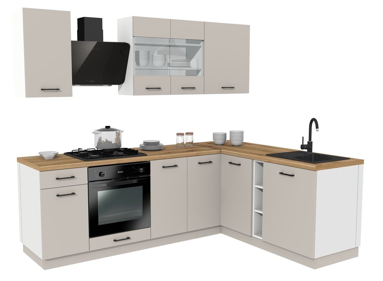 Zestaw Mebli Kuchennych Presto 240X180 Cm Płyta Laminowana Kaszmir /Kaszmir