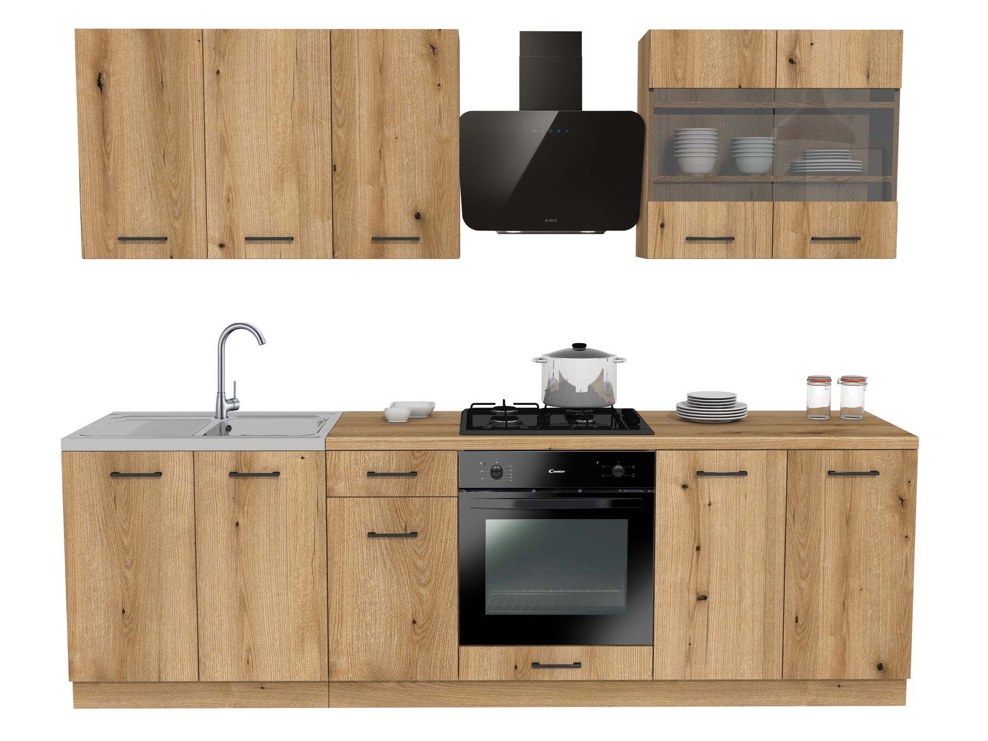 Zestaw Mebli Kuchennych Presto 260 Cm Płyta Laminowana Dąb Evoke/Dąb Evoke