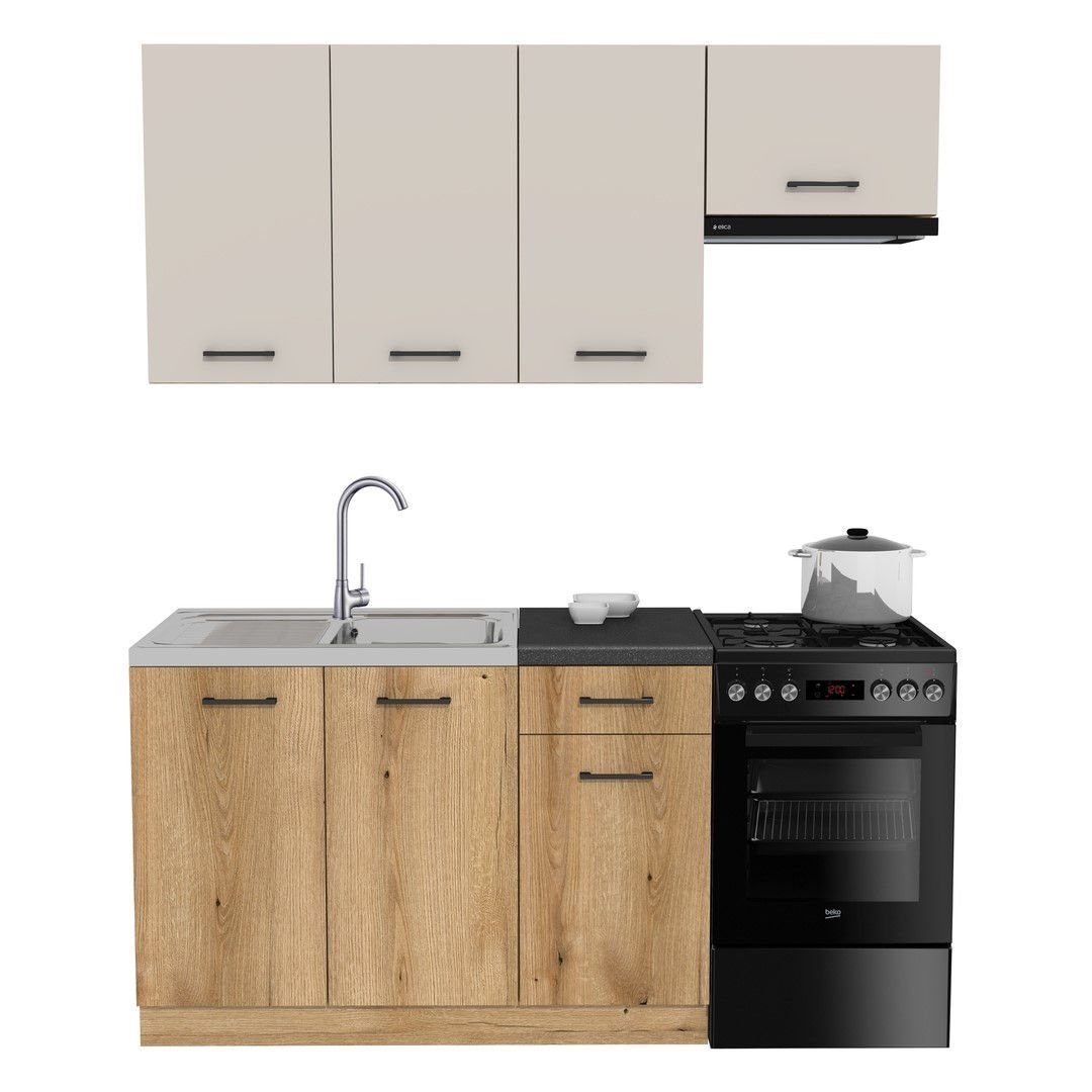 Zestaw Mebli Kuchennych Presto 170 Cm Płyta Laminowana Dąb Evoke/Kaszmir