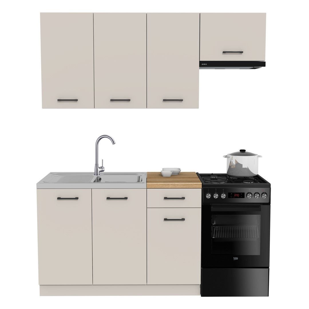 Zestaw Mebli Kuchennych Presto 170 Cm Płyta Laminowana Kaszmir /Kaszmir