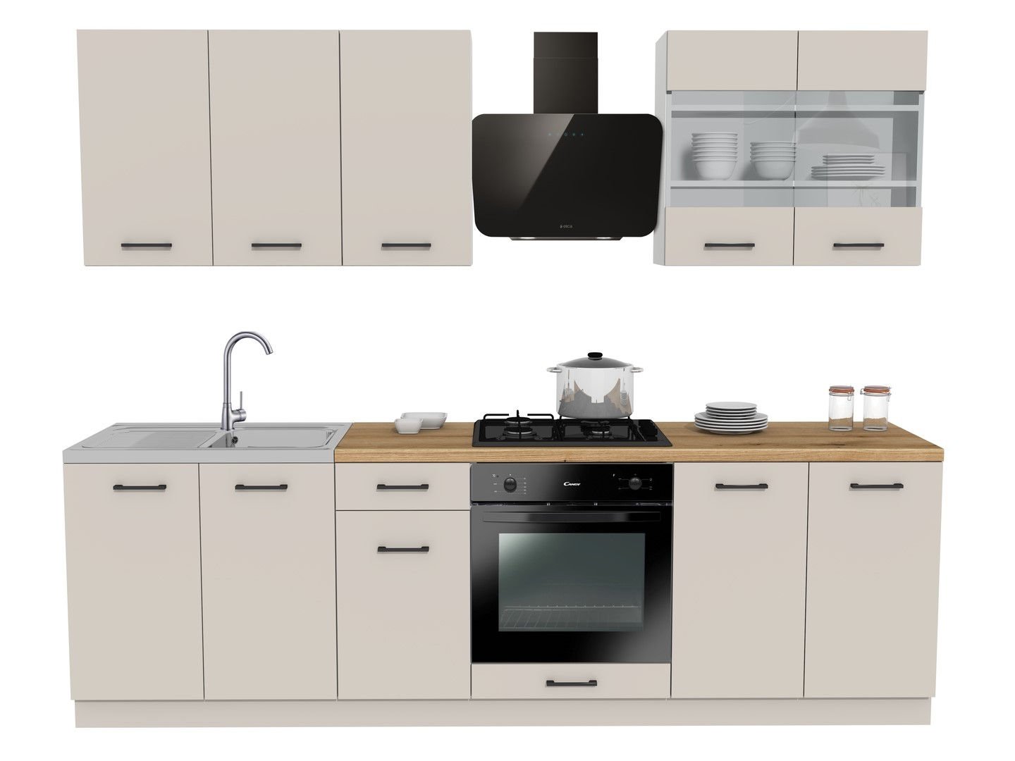 Zestaw Mebli Kuchennych Presto 260 Cm Płyta Laminowana Kaszmir /Kaszmir