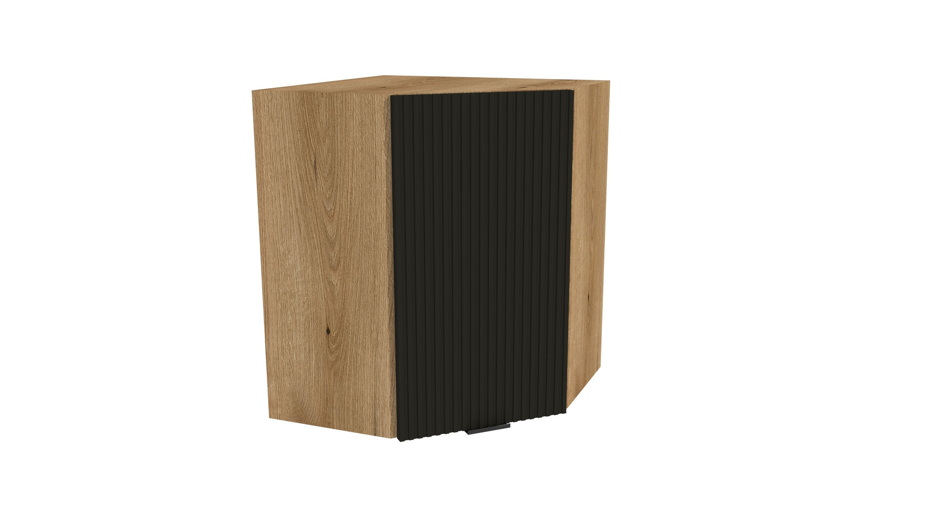 Szafka Wisząca Narożna 1D Presto 60X60X72 Cm Płyta Laminowana Dąb Evoke/Lamela Czarny