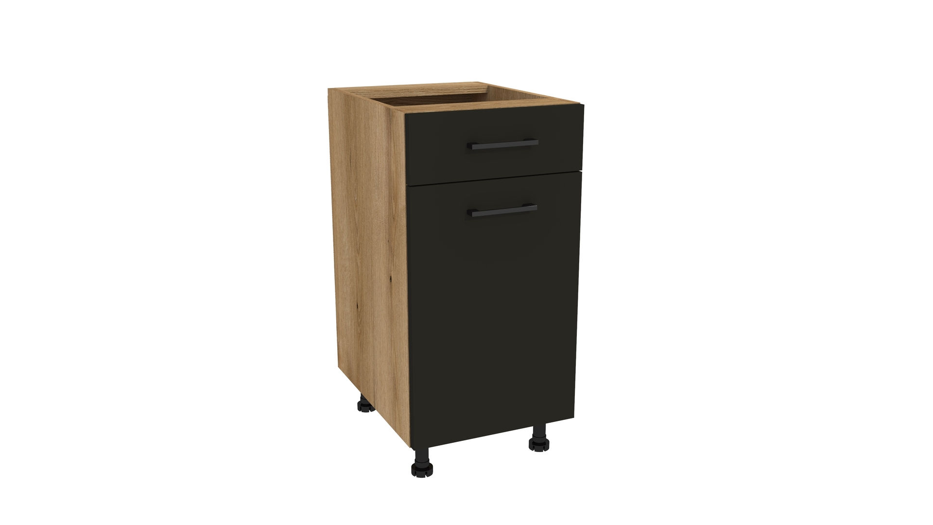 Szafka Dolna Presto 1 Szuflada 40X82 Cm Płyta Laminowana Dąb Evoke/Czarny