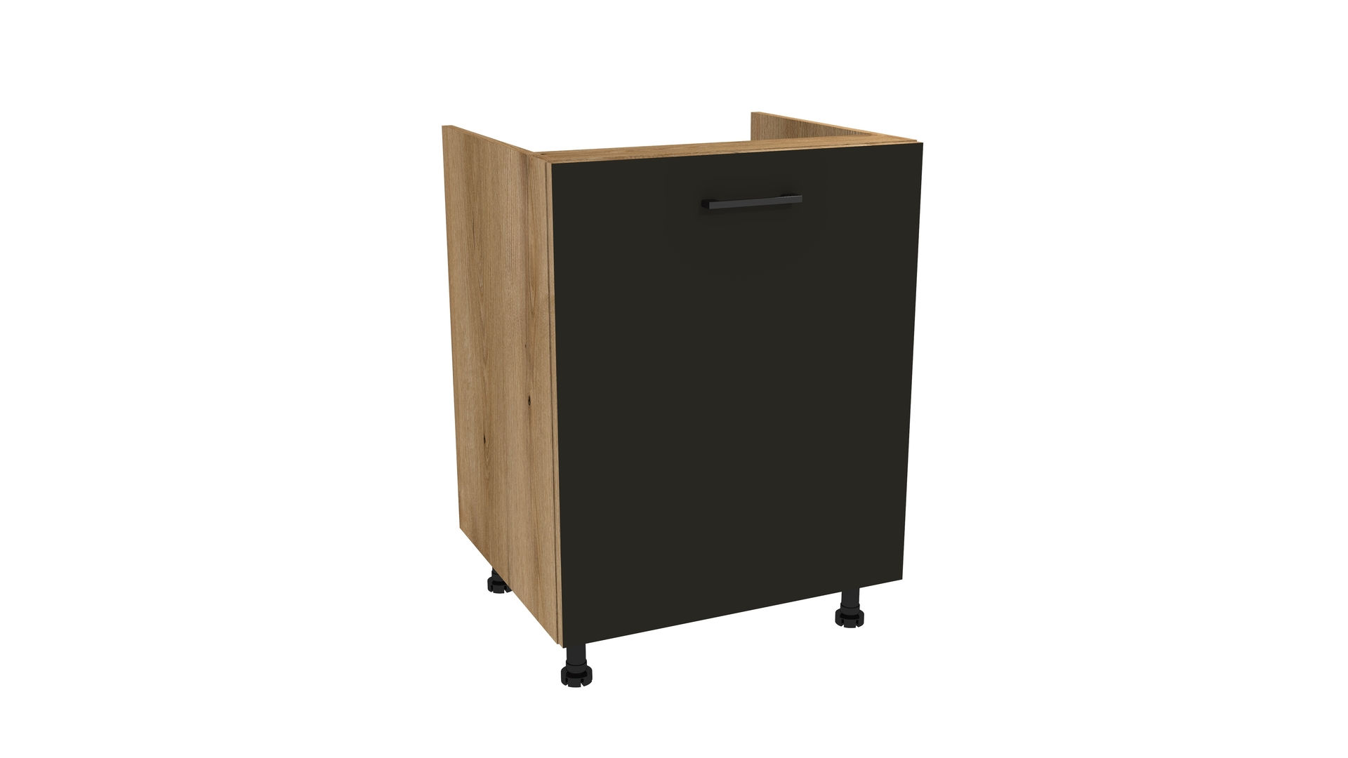 Szafka Dolna Pod Zlew Presto 60X82 Cm Płyta Laminowana Dąb Evoke/Czarny
