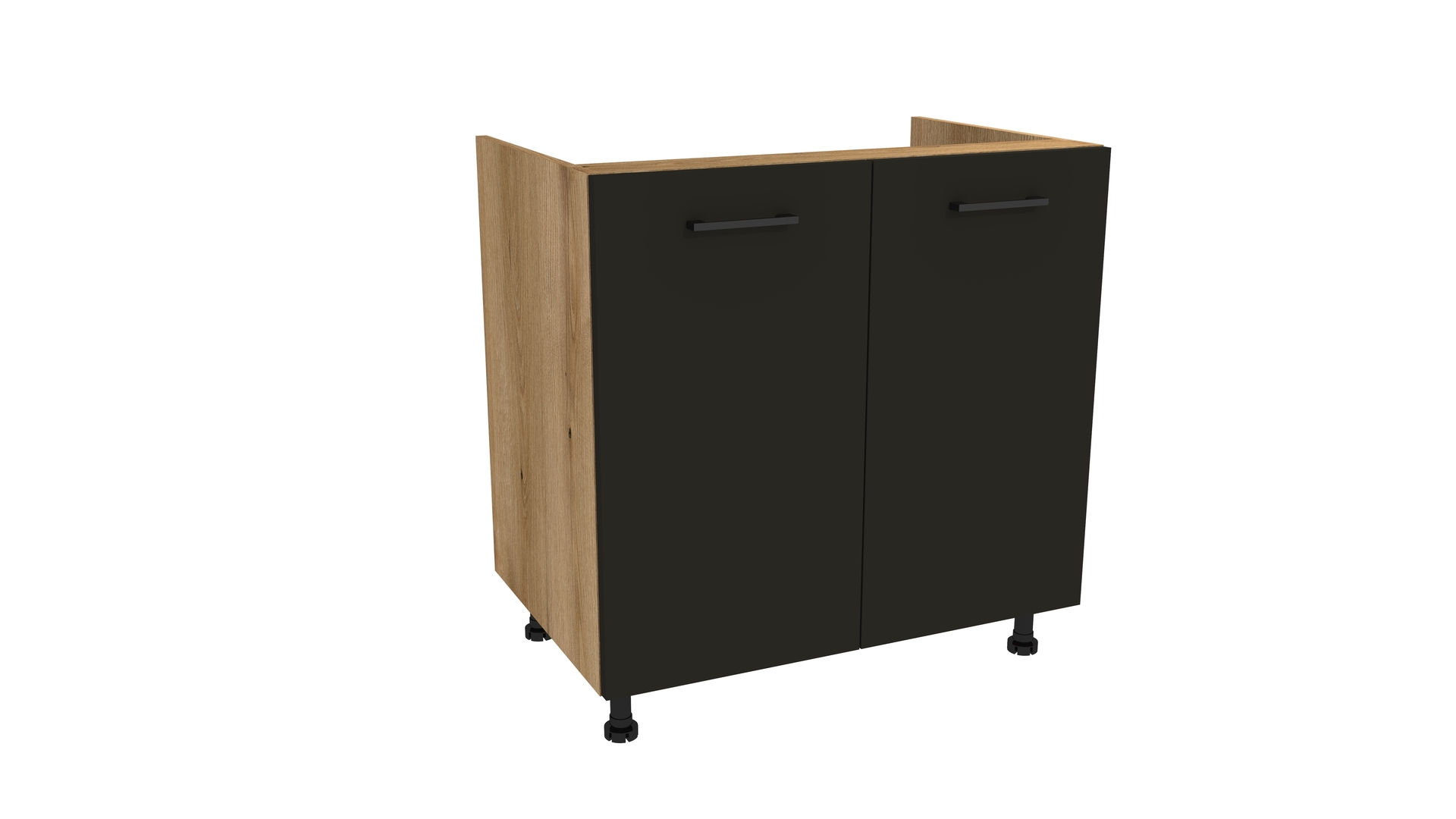 Szafka Dolna Pod Zlew Presto 80X82 Cm Płyta Laminowana Dąb Evoke/Czarny