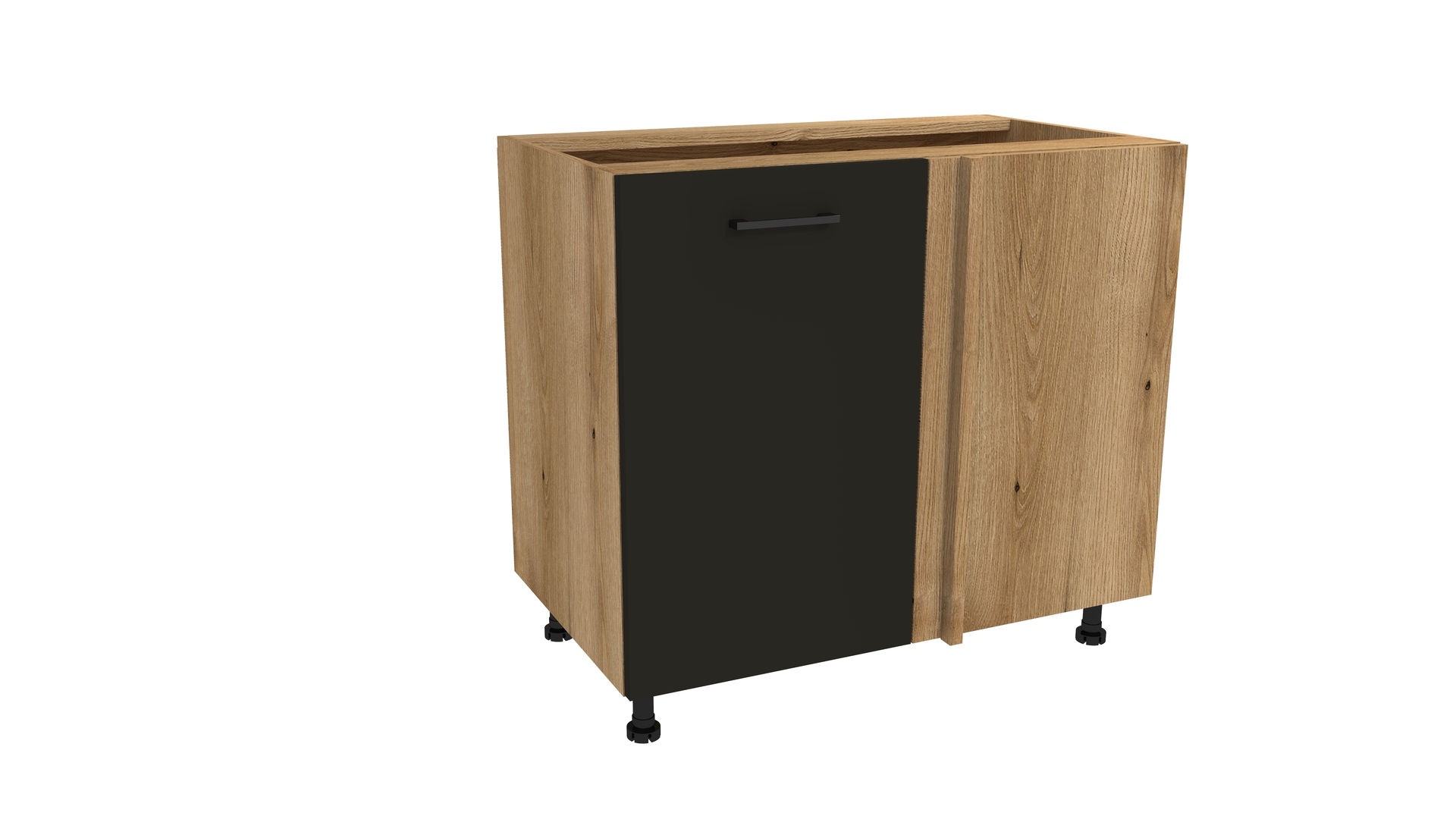 Szafka Dolna Narożna Presto 90-105X82 Cm Płyta Laminowana Dąb Evoke/Czarny
