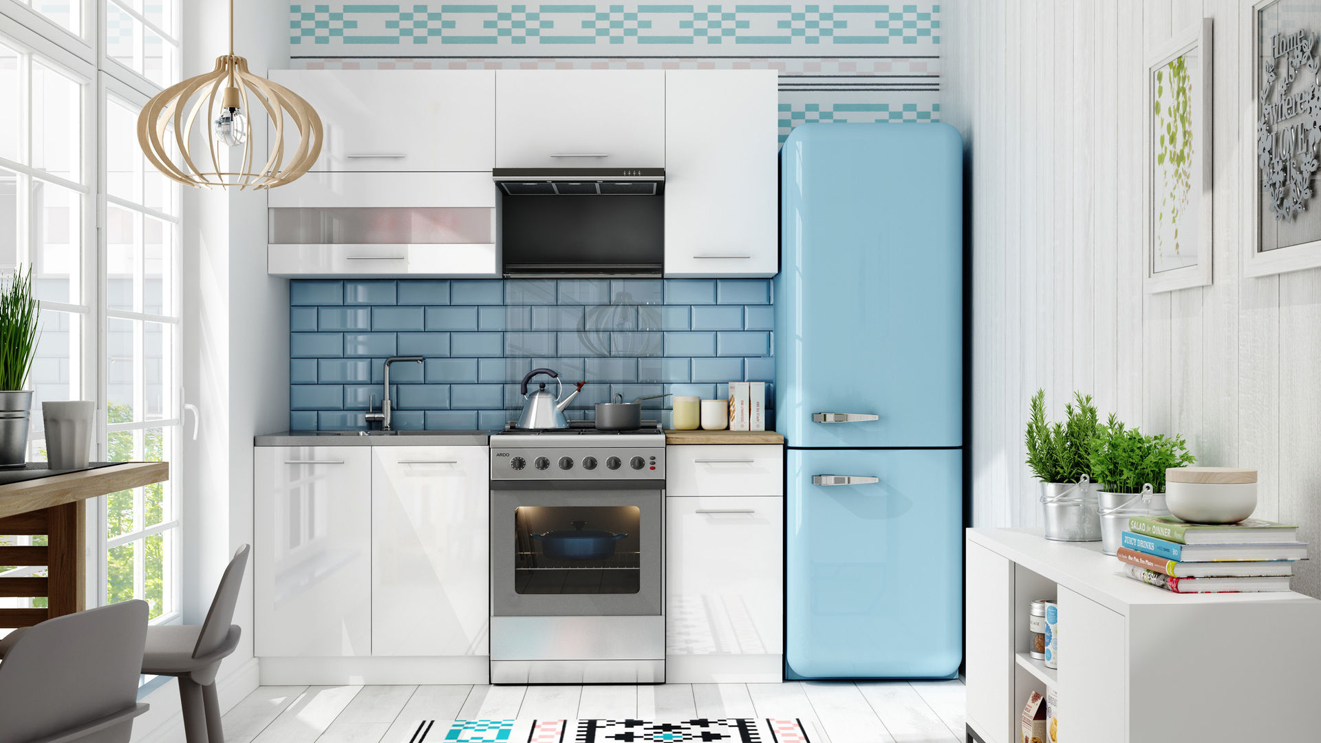 Zestaw Mebli Kuchennych Vero 180 Cm Folia Biały Połysk