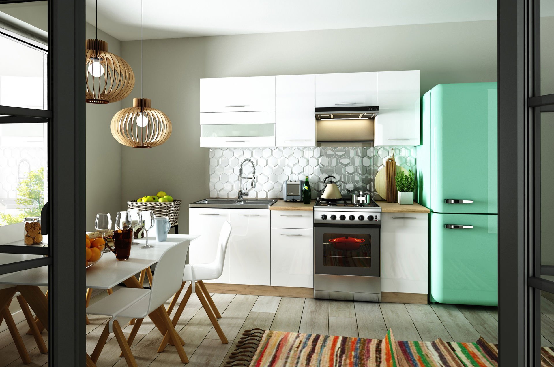 Zestaw Mebli Kuchennych Vero 260 Cm Folia Biały Połysk