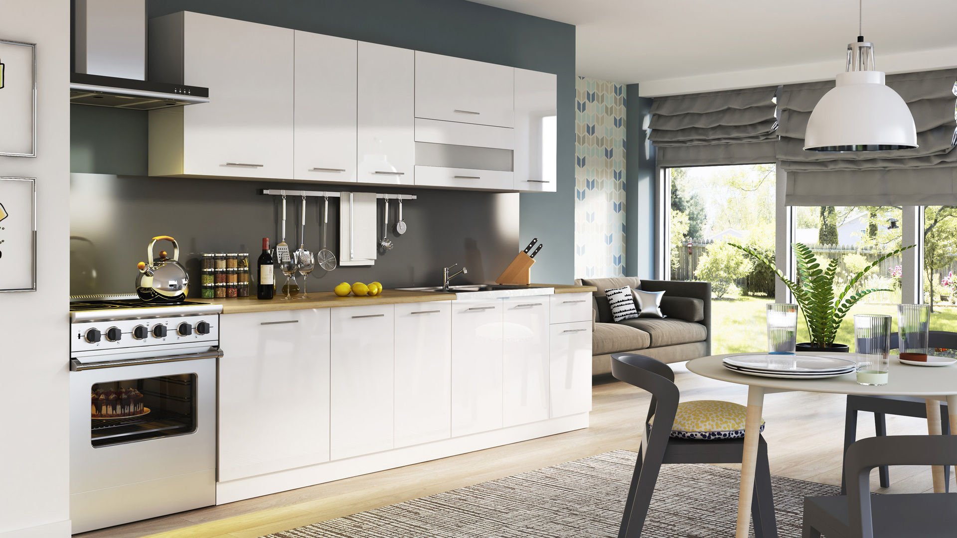 Zestaw Mebli Kuchennych Vero 260 Cm Folia Biały Połysk