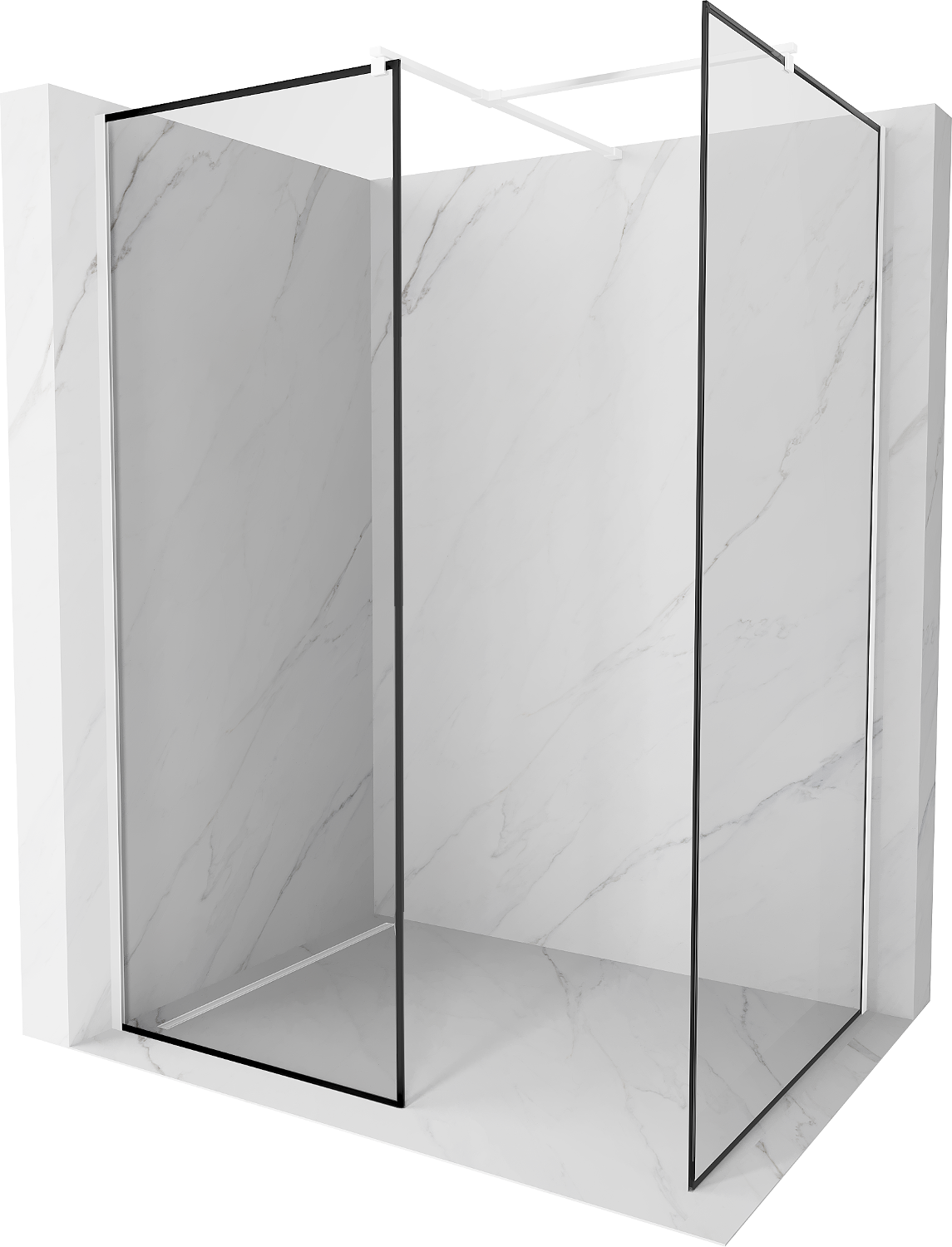 Mexen Kioto ścianka prysznicowa Walk-in 130 x 120 cm, czarny wzór, biała - 800-130-202-20-70-120