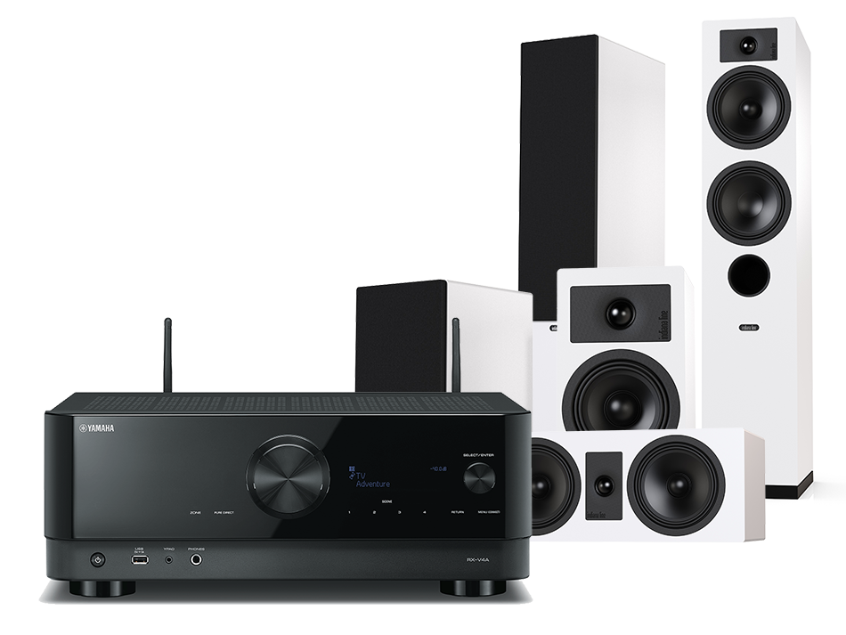 Yamaha RX-V4A (czarny) + Tesi 5 + 2 + 7 (biały)