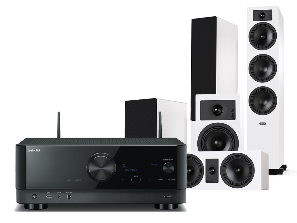 Yamaha RX-V4A (czarny) + Tesi 6 + 2 + 7 (biały)