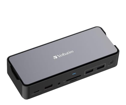 Verbatim USB-C Pro 2xHDMI DP RJ45 4xUSB 3xUSB-C SD microSD SSD audio
