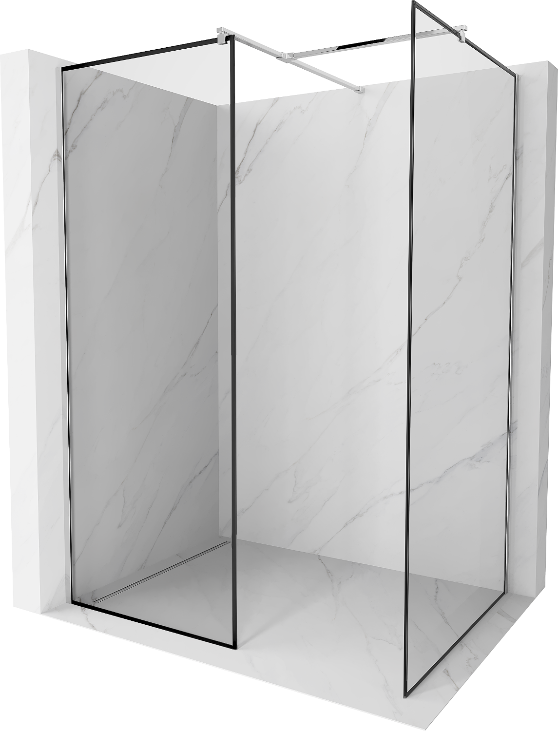 Mexen Kioto ścianka prysznicowa Walk-in 110 x 80 cm, czarny wzór, chrom - 800-110-202-01-70-080