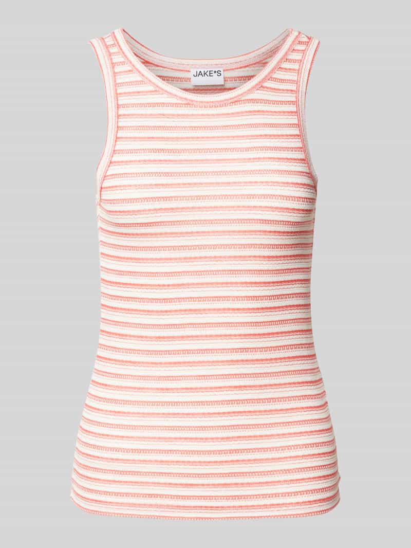 Top na ramiączkach ze wzorem w paski i okrągłym dekoltem