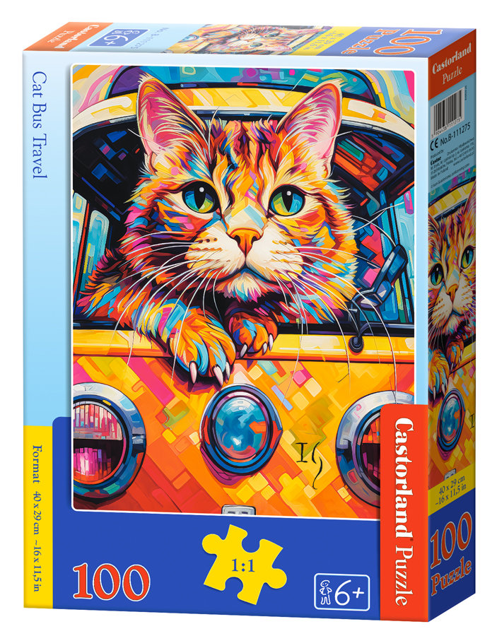 Puzzle 100el. Kot podróżujący autobusem
