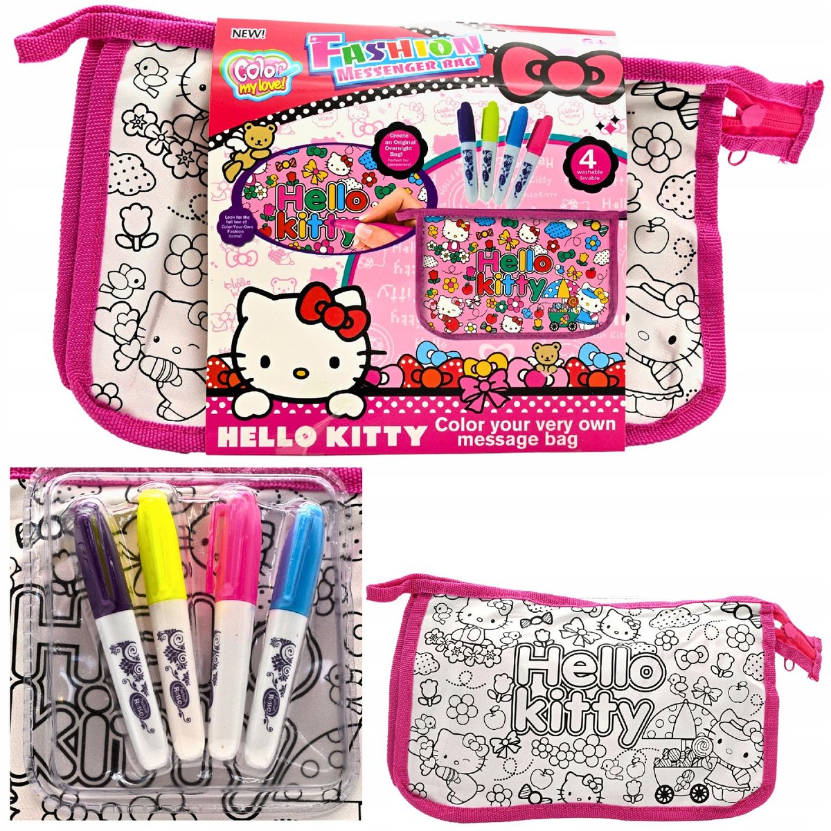 Torebka Hello Kitty Do Malowania Kolorowania Markerami Zestaw Kreatywny Diy