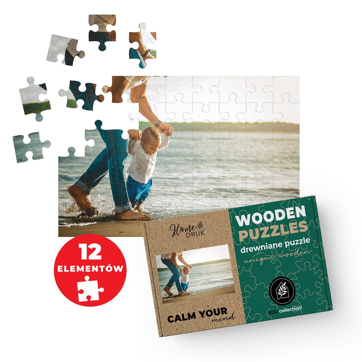 FOTO PUZZLE DREWNIANE z TWOJEGO ZDJĘCIA NA PREZENT 12 elementów 45x30 cm