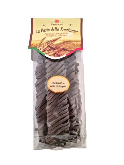 Włoski makaron rzemieślniczy sepiowy Tagliatelle, 250 g / Brezzo