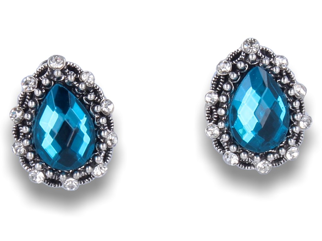 Klipsy do uszu srebrne z morskim kryształkiem