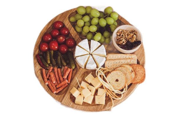 Deska drewniana DĘBOWA Okrągła patera 3 komory DO SERWOWANIA przekąski 34