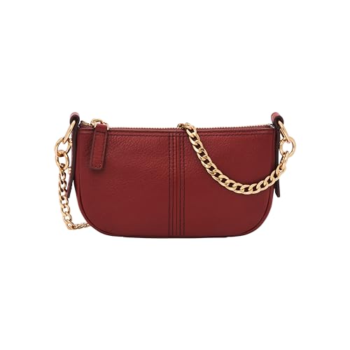 Fossil Mini Baguette Crossbody Jolie dla kobiet skóra LiteHide, ZB1906602, czerwona