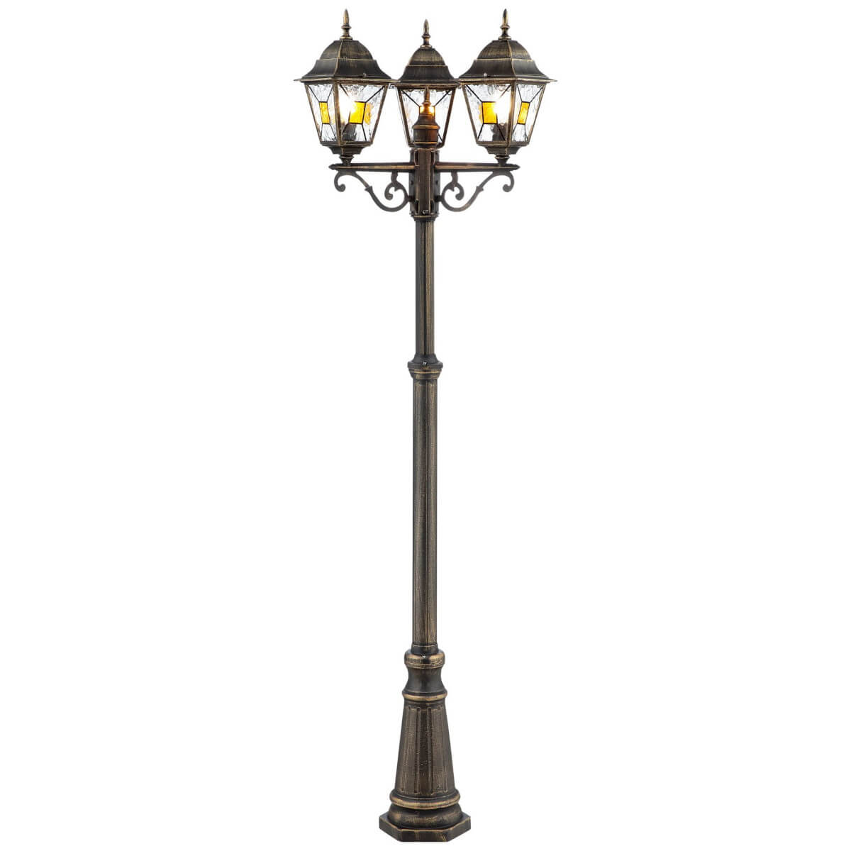 Metalowa lampa uliczna Janel 90985A86 Brilliant latarnia potrójna złoty czarny