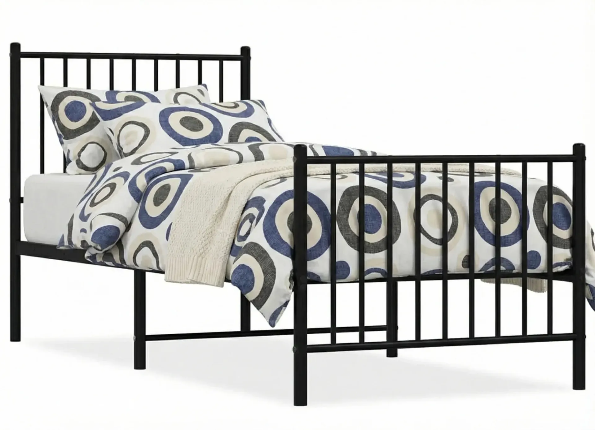 Czarne pojedyncze łóżko metalowe 90x200 cm D6-L41