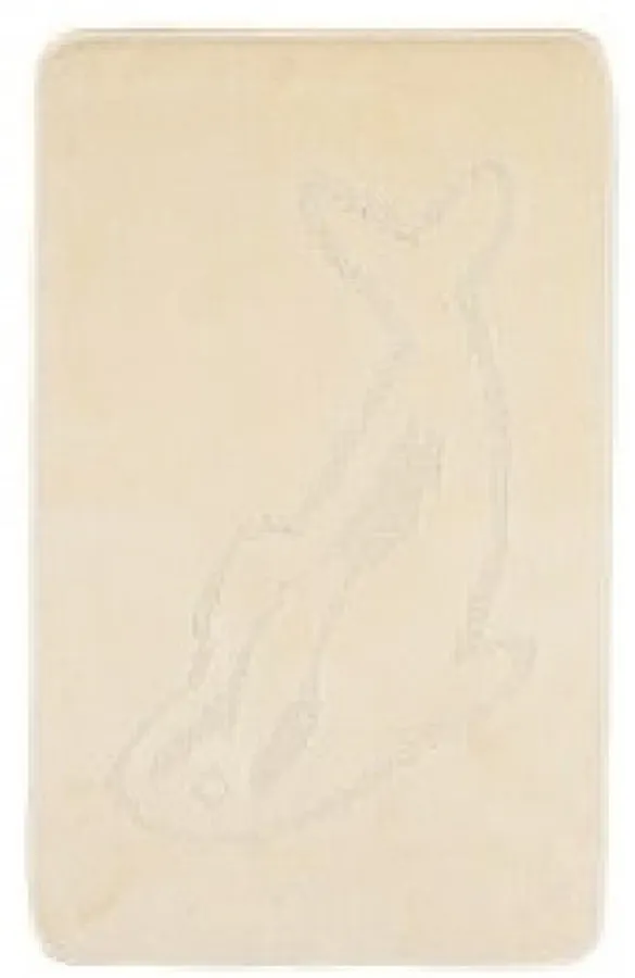 Kremowy dywanik łazienkowy z wzorem delfina H4-P50