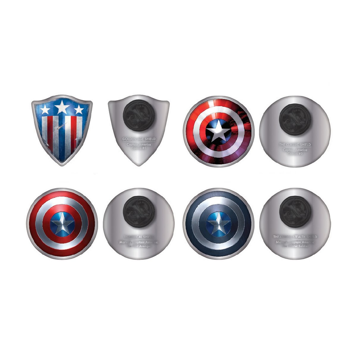 ZESTAW PINÓW DE 4 MARVEL CAPITAN AMERICA ESCUDOS