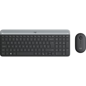 Zestaw bezprzewodowej klawiatury i myszy Logitech MK470 Slim, hiszpański układ QWERTY – czarny