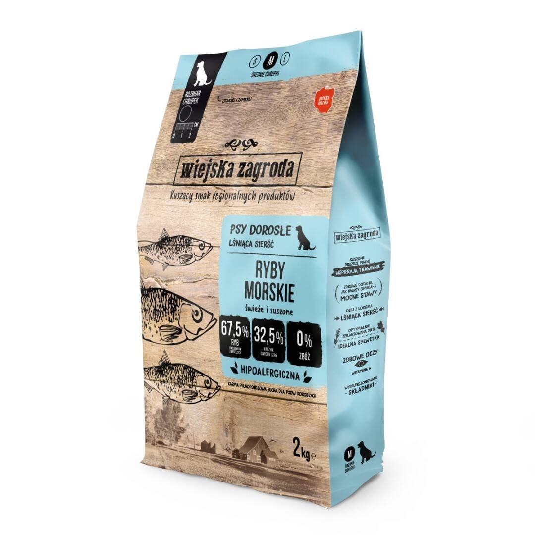 WIEJSKA ZAGRODA Ryby Morskie Karma dla psa  chrupki M - 2kg
