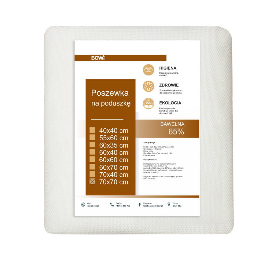 Poszewka bawełniana Bakkeby 70X70 cm biała