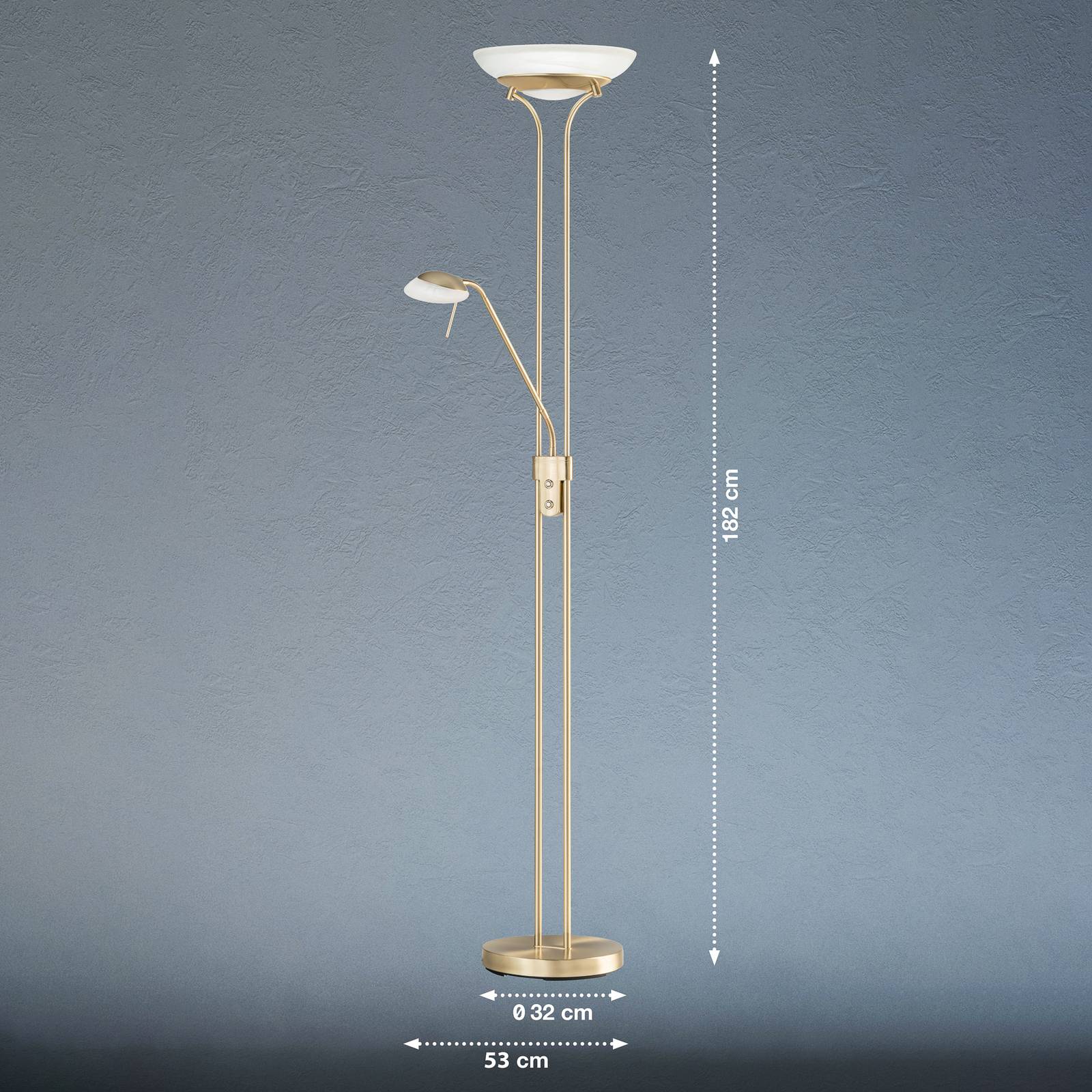 FISCHER & HONSEL Lampa stojąca LED Pool, kolor mosiądz, wysokość 182 cm, 2-punktowa.