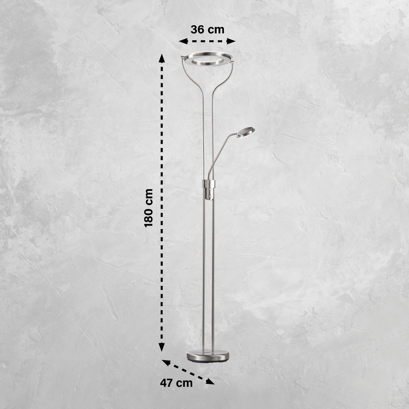 FISCHER & HONSEL Lampa stojąca LED Davos, kolor nikiel, wysokość 180 cm, 2-punktowa, CCT