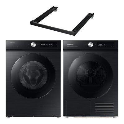 SAMSUNG BESPOKE AI WW11DB7B94GB EcoBubble 11kg 1400 obr + Suszarka SAMSUNG BESPOKE DV90BB7445GB + Łącznik SAMSUNG SKK-SSV Czarny