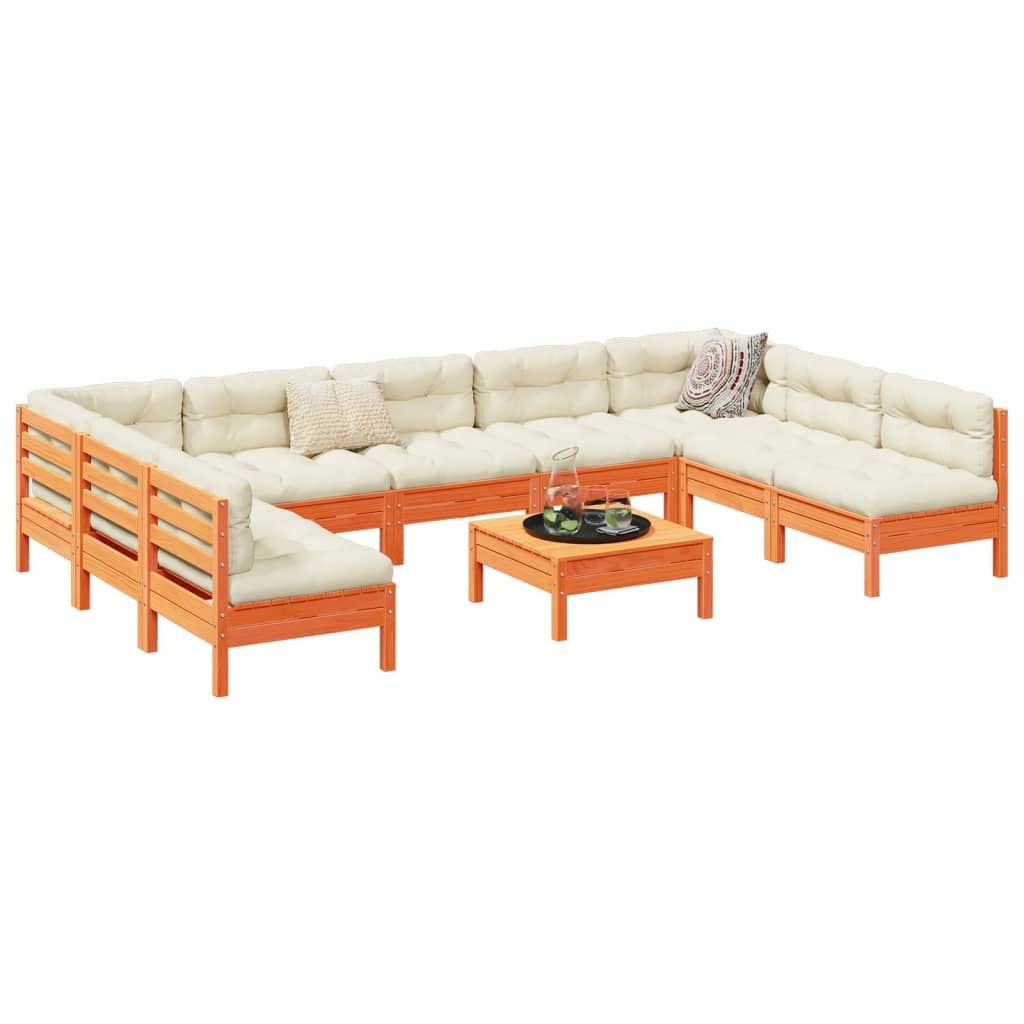 10-częściowy zestaw wypoczynkowy do ogrodu, z poduszkami, woskowy brąz