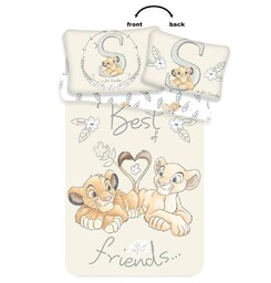 Jerry Fabrics Pościel bawełniana 100x135 Król Lew Simba Nala przyjaciele Lion King best friends kwiatki 4751 dziecięca do łóżeczka