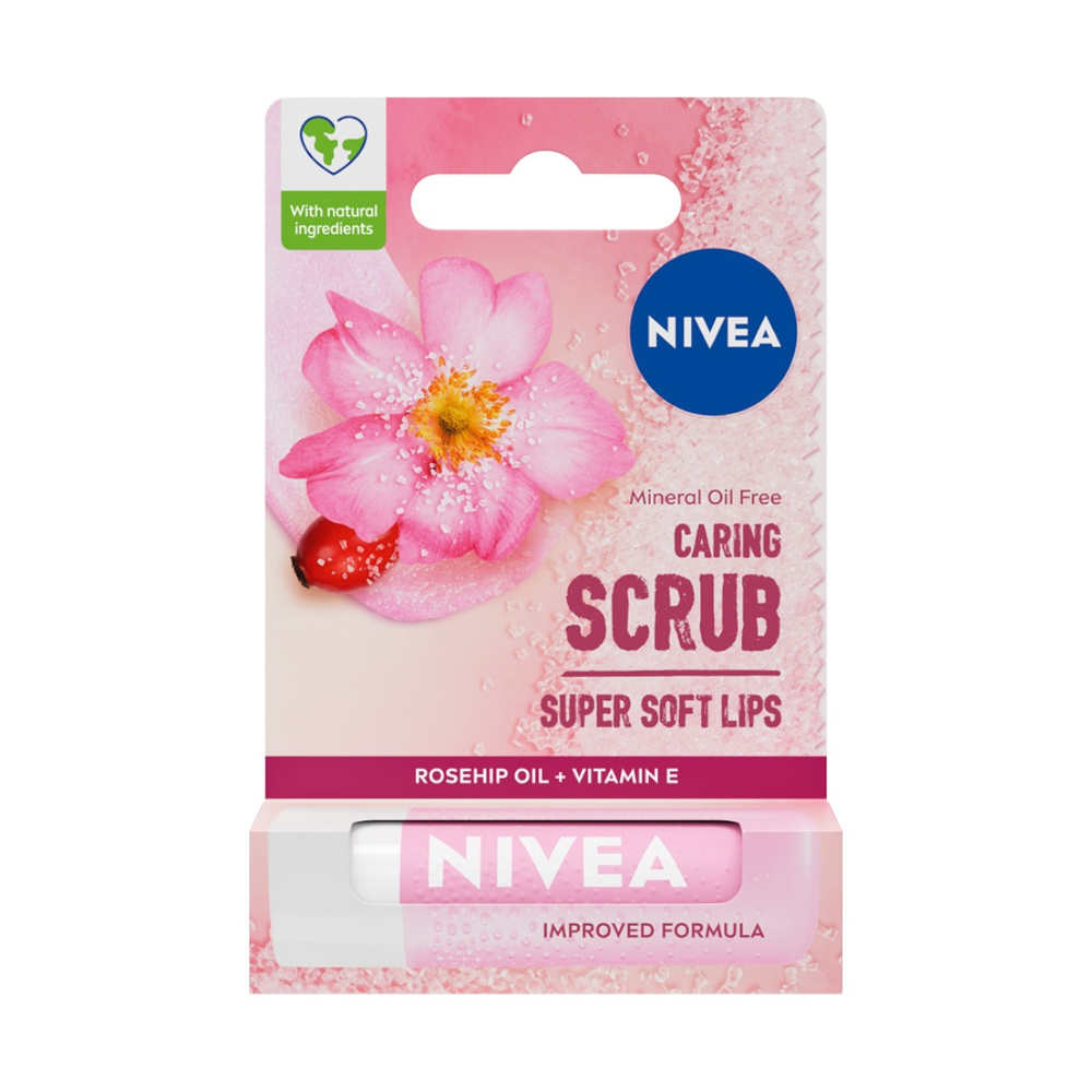 NIVEA Caring Scrub Peeling Do Ust Dzika Róża 4,8g