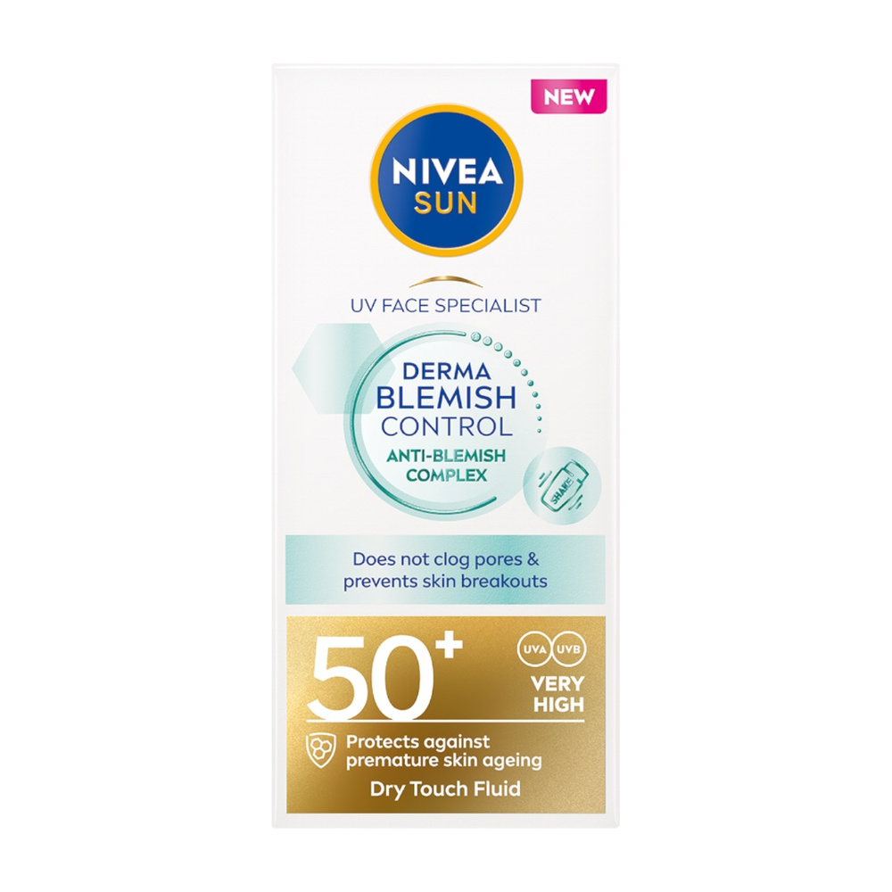 NIVEA Sun UV Face Derma Blemish Control Fluid SPF50+ Nawilżający Balsam Z Filtrem Do Skóry Z Niedoskonałościami 40ml